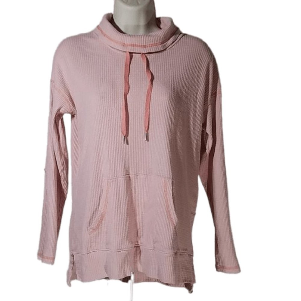 St John's Bay Peach Cowl Neck Sweatshirt Long Sleeve Shirt Size Small Turtleneck